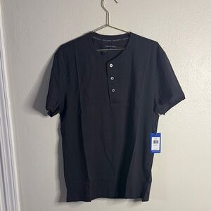 Mens L Vince Camuto Charcoal Short Sleeve Henley NWT